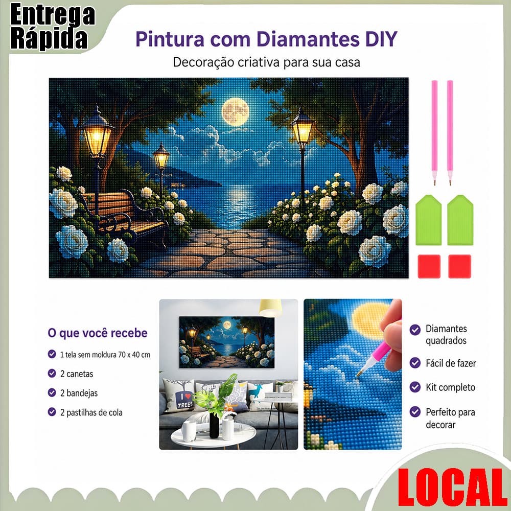 Conjunto de pintura diamante adulto 5D tema paisagem 70x40cm operação simples adequada para amantes artesanais