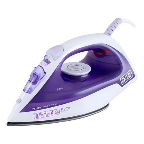 Ferro de Passar Roupa a Vapor Black+Decker FX1050 127V Roxo Lavanda Base Alumínio 1200W Doméstico Contínuo