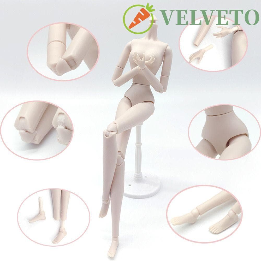 ELVETO Brinquedos De Boneca Nua De Pele Branca , Bonecas BJD Nuas Articuladas Móveis Com 28 Articulações , Sólida Super 
