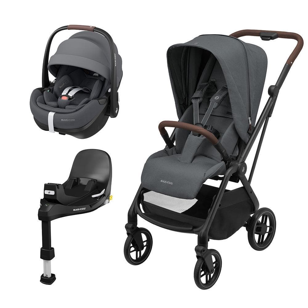Carrinho com Bebê Conforto e Base Isofix Leona² Pebble Pro 360 Maxi Cosi 0-22kg Twillic Graphite