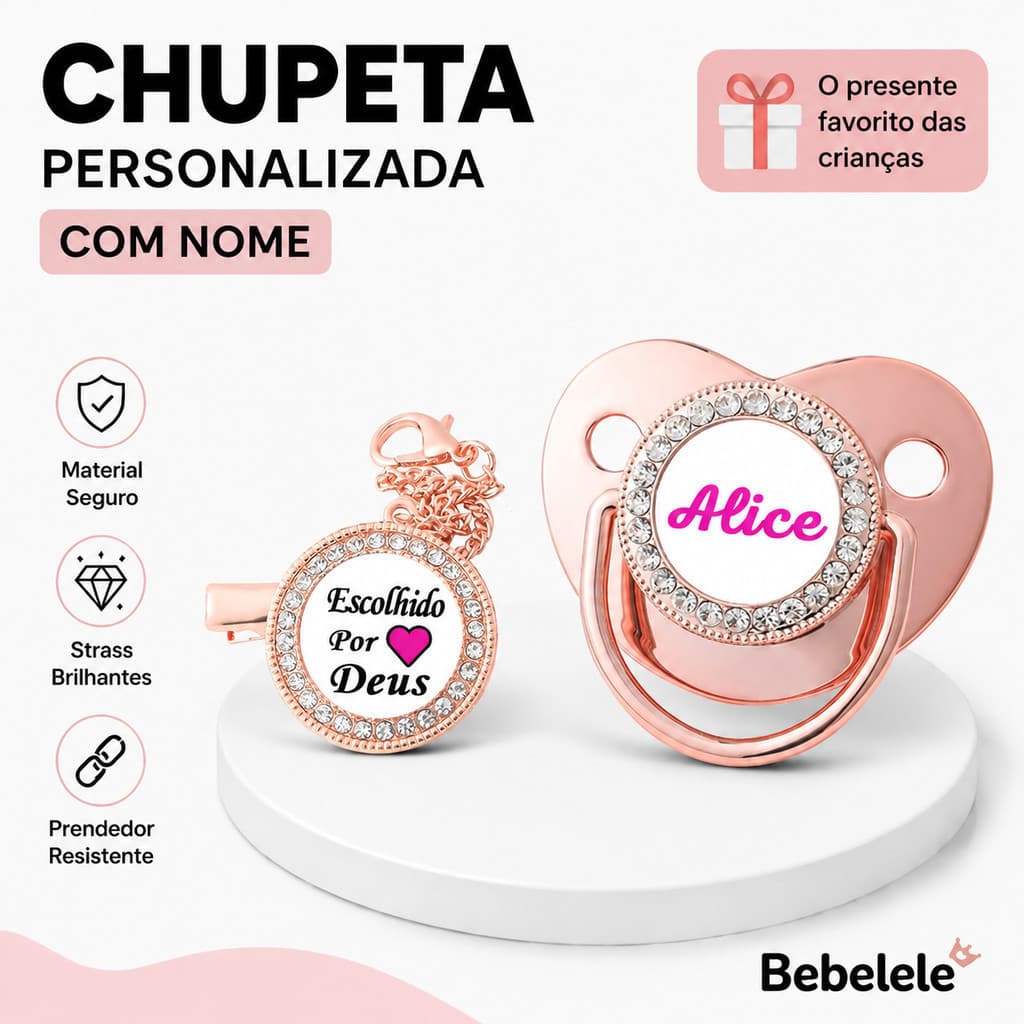 Chupeta plana para bebê, personalizada com nome/foto, vem com chupeta/clipe/corrente/fecho personalizado&331 VDJX EHCX