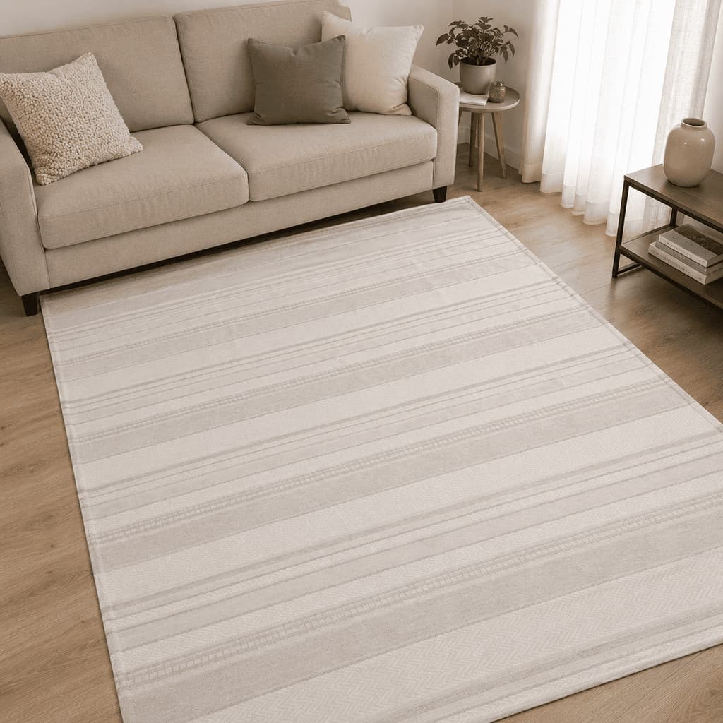 Tapete Antiderrapante Sala Quarto Grande Algodão Listrado Boho Moderno Minimalista Vários Tamanhos