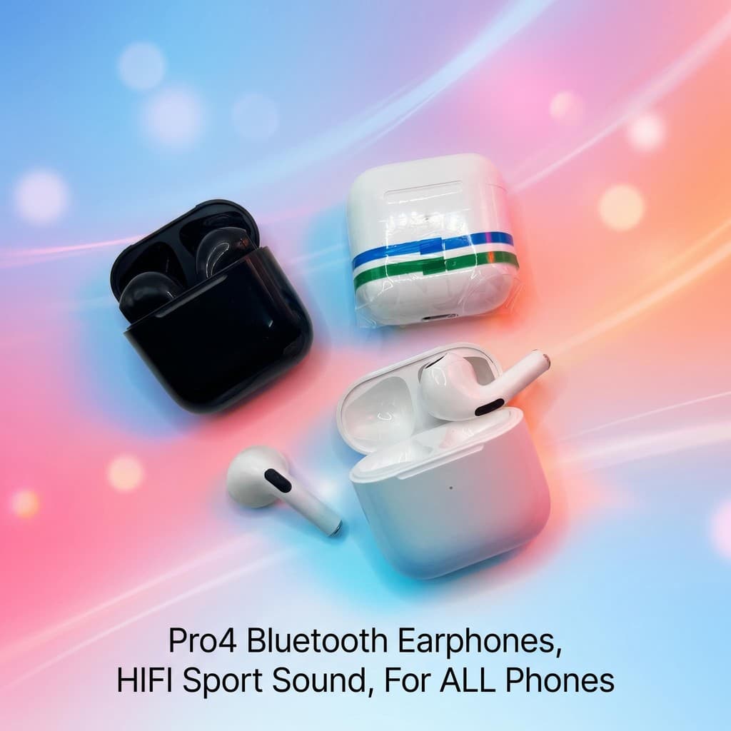 Fones de ouvido Pro4 Bluetooth 5.3 Fones de ouvido portáteis sem fio Controle de toque Headsets Essenciais de viagem