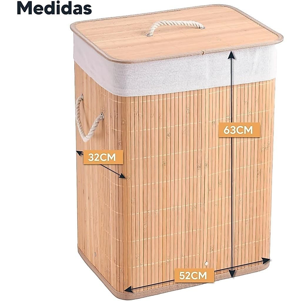 Cesto Organizador Dobrável Bambu com Tampa Cesto Roupa Suja Cesto Multiuso para Banheiro Quarto Armazenamento Resistente