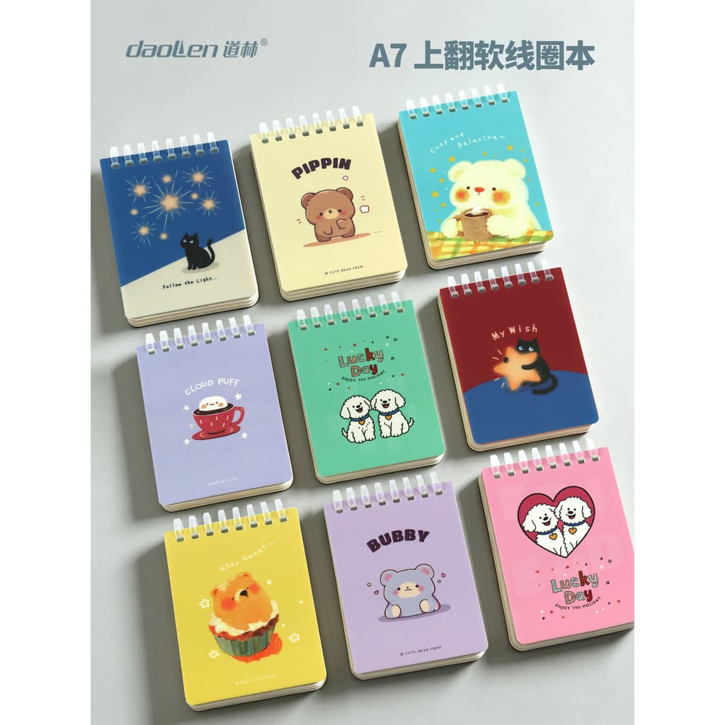 Daolin Flip Up Soft Coil Notebook 100k Não Handy Tearable A7 Fresh Student Notebook Bloco de notas de registro de trabal