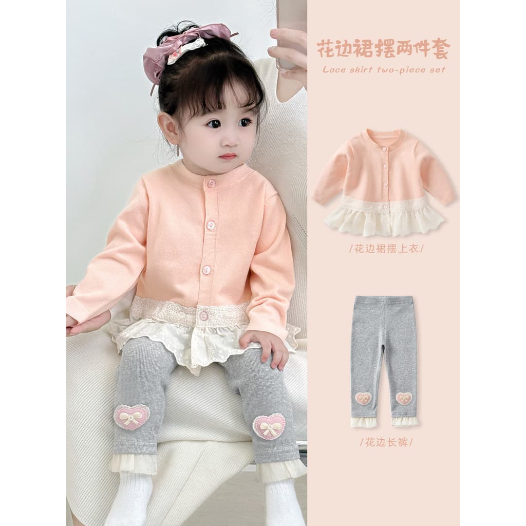 Bebê terno roupas de outono 2026 novo estilo bebê menina malha Cardigan jaqueta bebê criança moda topo menina
