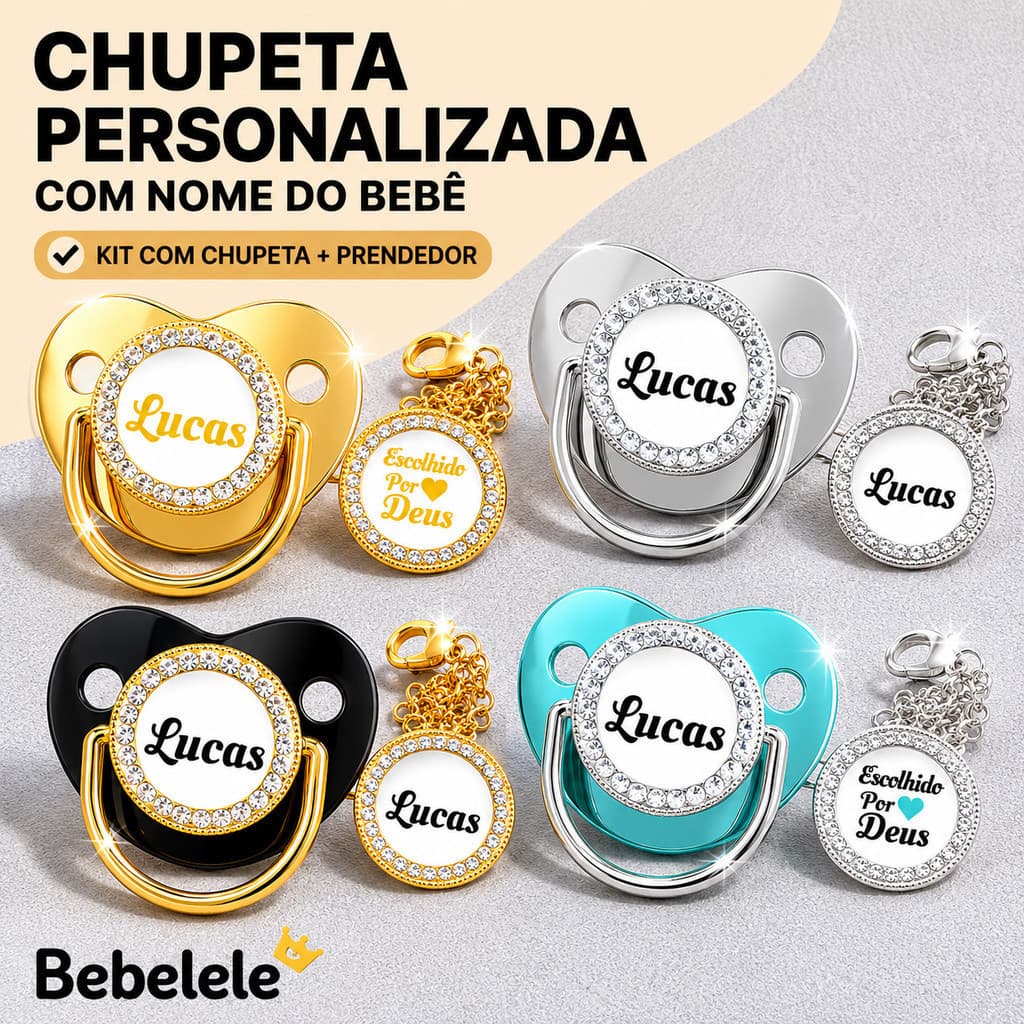 Chupeta ortodôntica para bebê, personalizada com o nome do bebê, chupeta de silicone sem BPA LNEJ