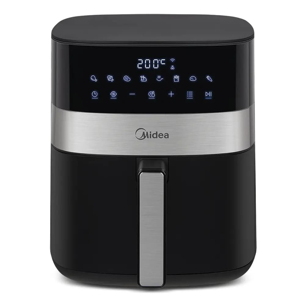 Fritadeira Air Fryer Midea Smart Chef Plus 6L Preta Sem Óleo Digital Prática para Toda Família