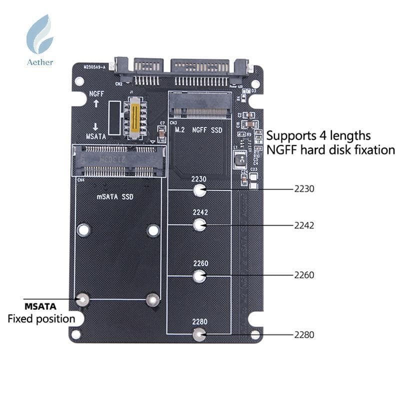 Aether NGFF Para SATA 3 Gabinete HDD Externo MSATA SSD Adaptador M . 2 Placa Adaptadora De Protocolo Novo
