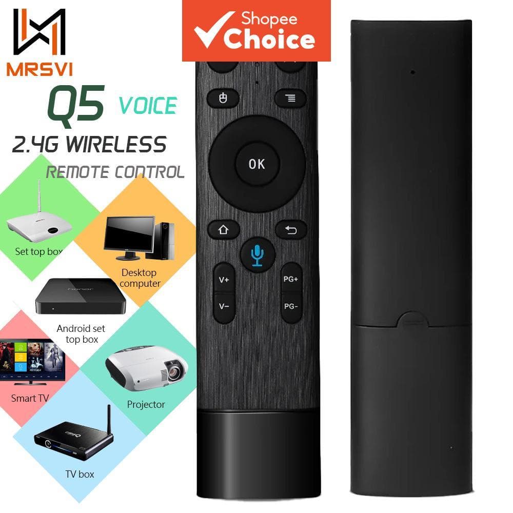 Air Mouse Q5 Controle Remoto 2.4G Sem Fio com Voz para TV Inteligente, Android Box e Projetor