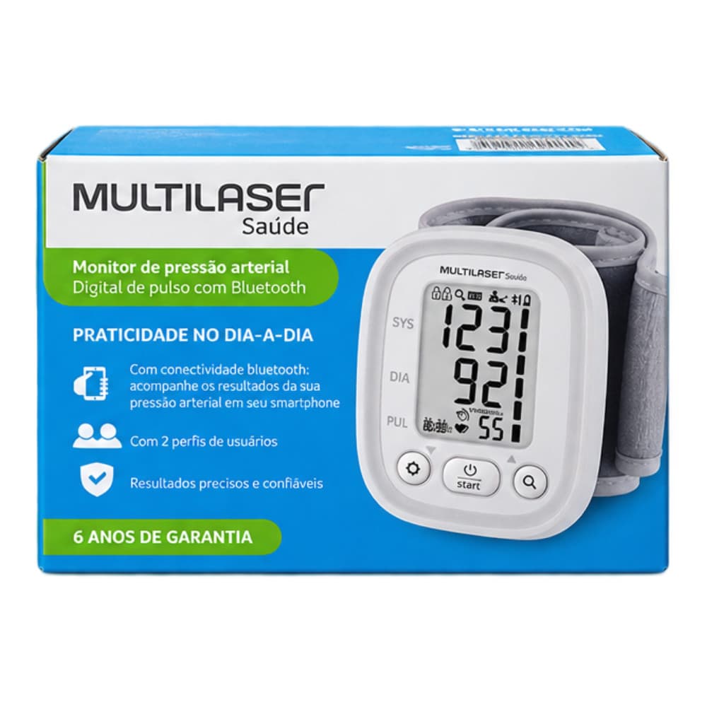 Aparelho Pressão Arterial Multilaser Bluetooth 2 Perfis de Usuário