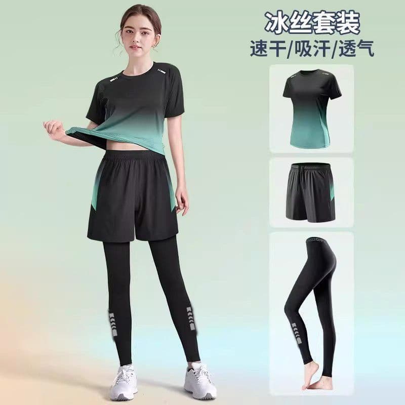 Correndo esportes terno feminino Fitness Yoga roupas de verão roupas de secagem rápida tamanho grande Badminton ciclismo