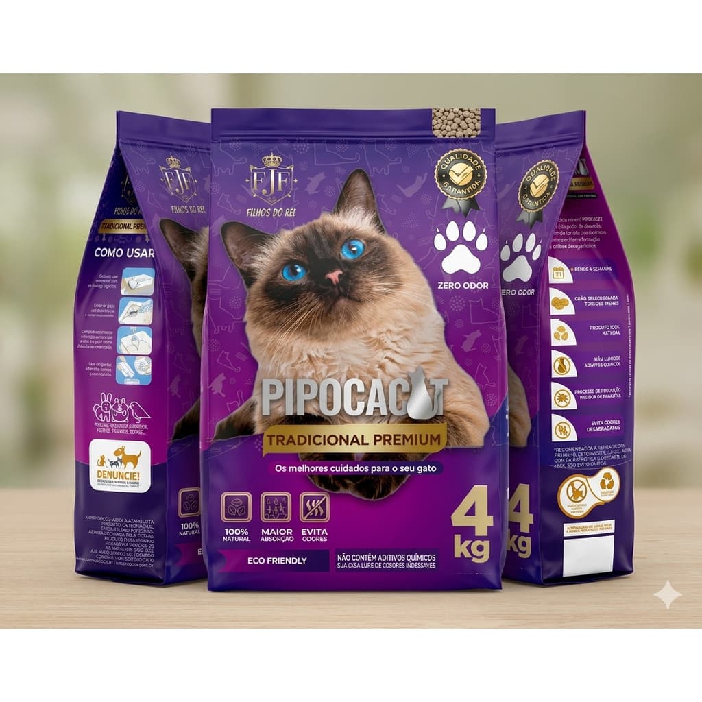 Kit  8kg Areia Sanitária Higiênica Argila Natural para Gatos Grãos Médios Tradicional Pipoca Cat