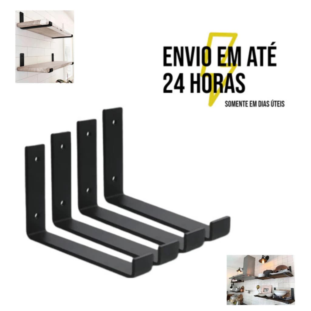 MÃO FRANCESA KIT 15-20-25-30 CM 4 PEÇAS SUPORTE REFORÇADO PRATELEIRA INVERTIDA Cantoneira Prateleira Parede Multiuso