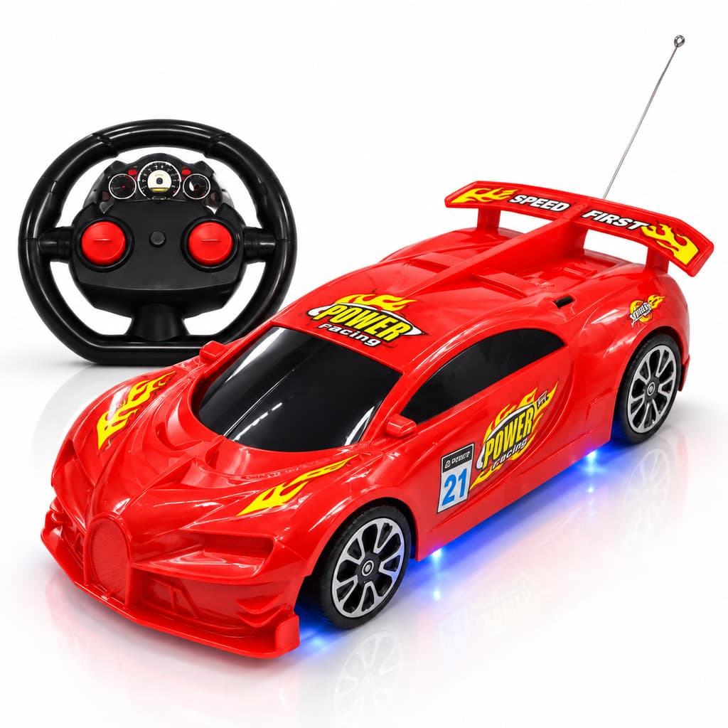 Carrinho Controle Remoto Infantil Esportivo Luz LED Volante Brinquedos