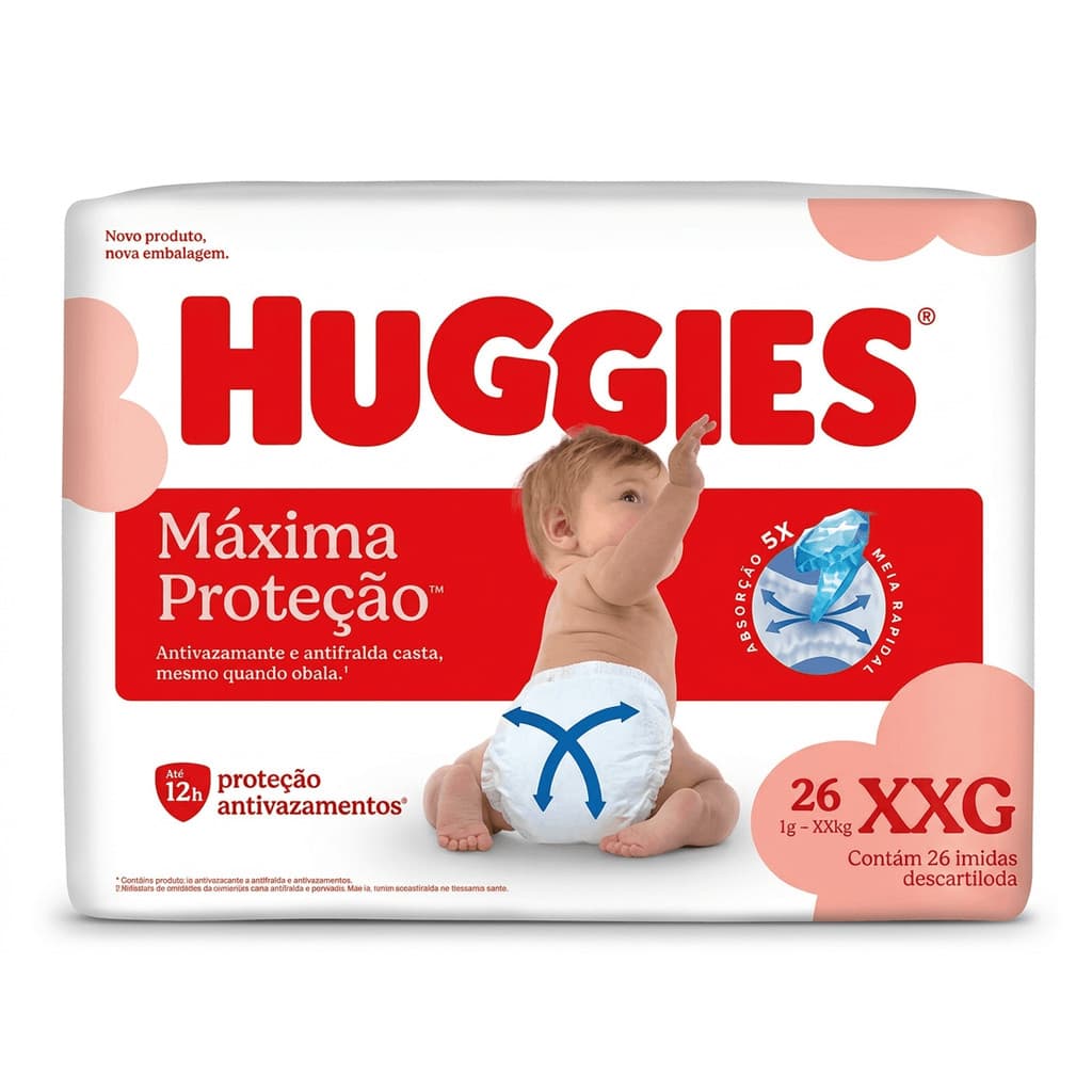 Fralda Infantil Huggies Máxima Proteção XXG 26 Unidades Fralda Huggies Máxima Proteção Mega XXG 26 Unidades