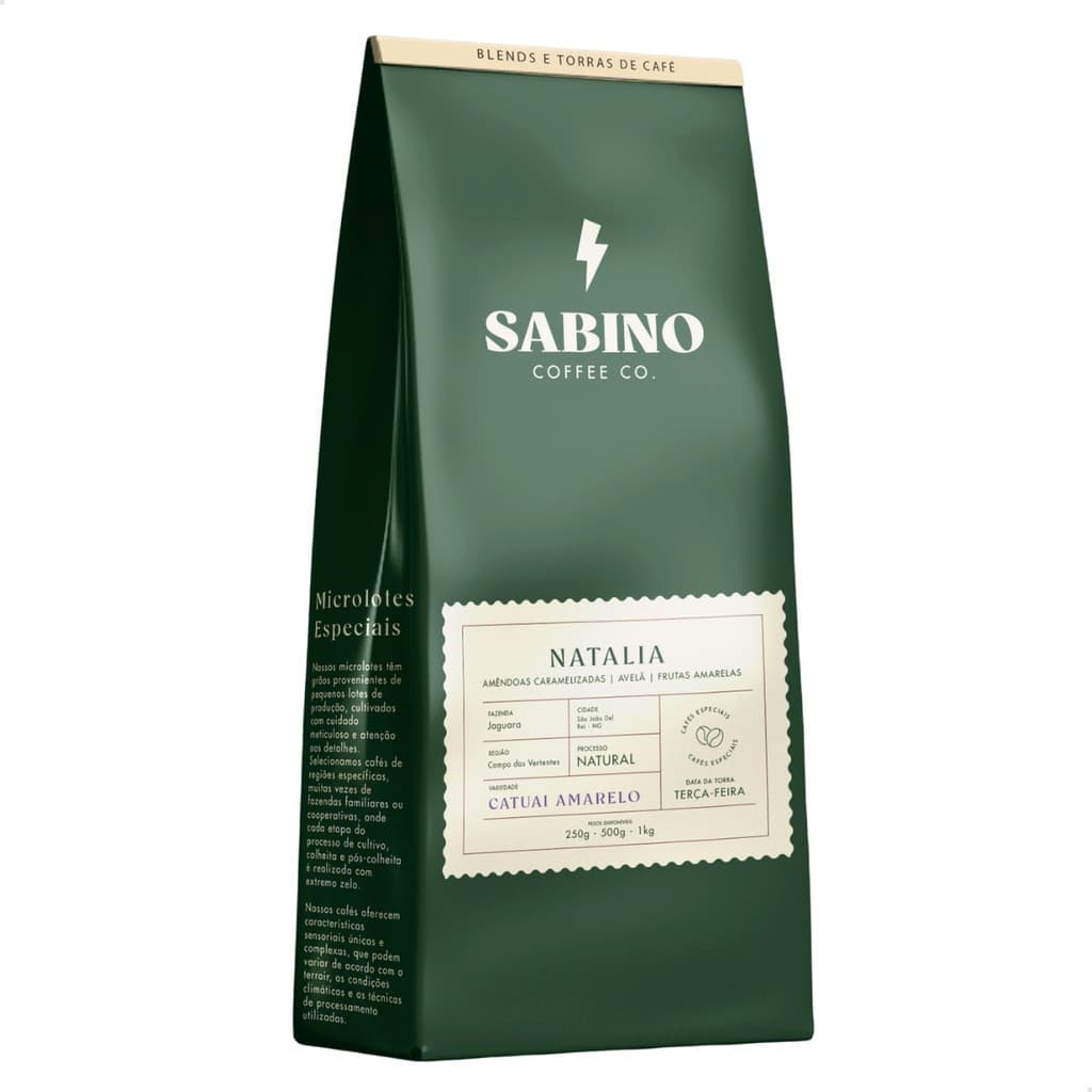 Café Especial em Grãos Amêndoas Caramelizadas Avelã e Frutas Amarelas 250g - Sabino Coffee Natalia