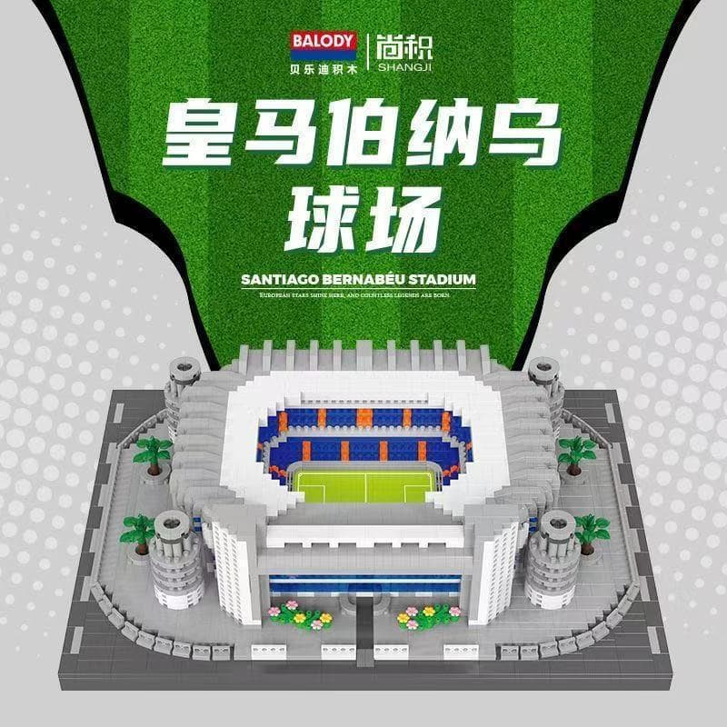 2000 peças de blocos de LEGO Estádio Bernabéu Troféu da Copa do Mundo Modelo de futebol Brinquedo de montar para meninos