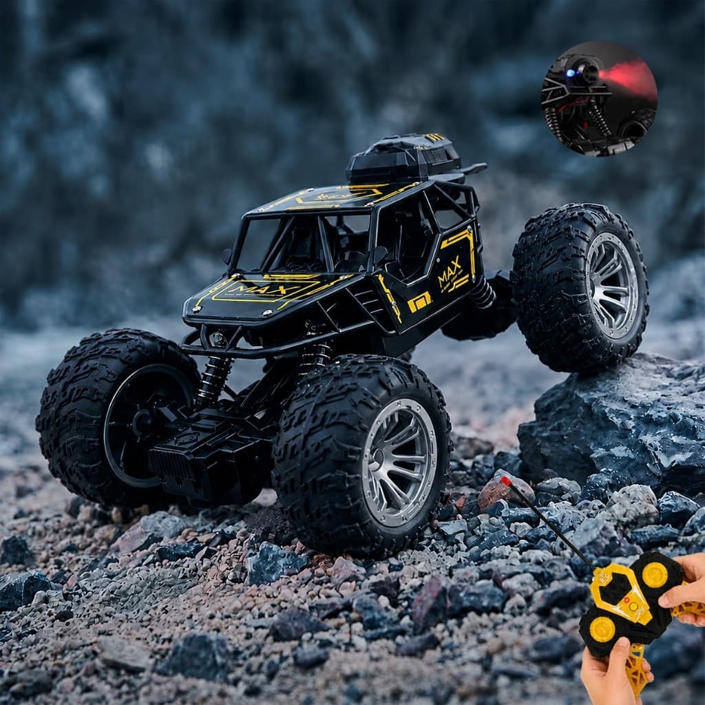 Carrinho de Controle Remoto Recarregável USB Jeep Off Road 4x4 Com função de spray