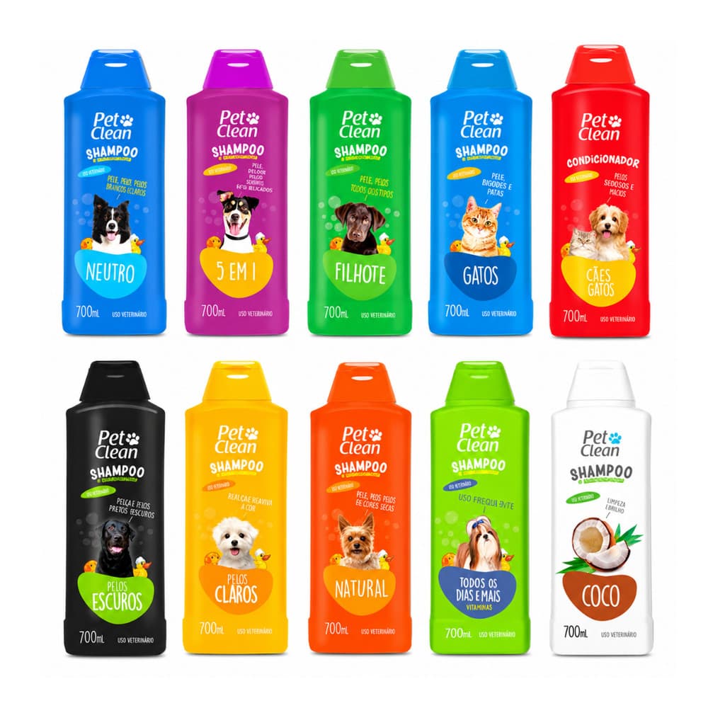 1/2 uni Shampoo e Condicionador para Cachorro e Gato Pet Clean 700 ml