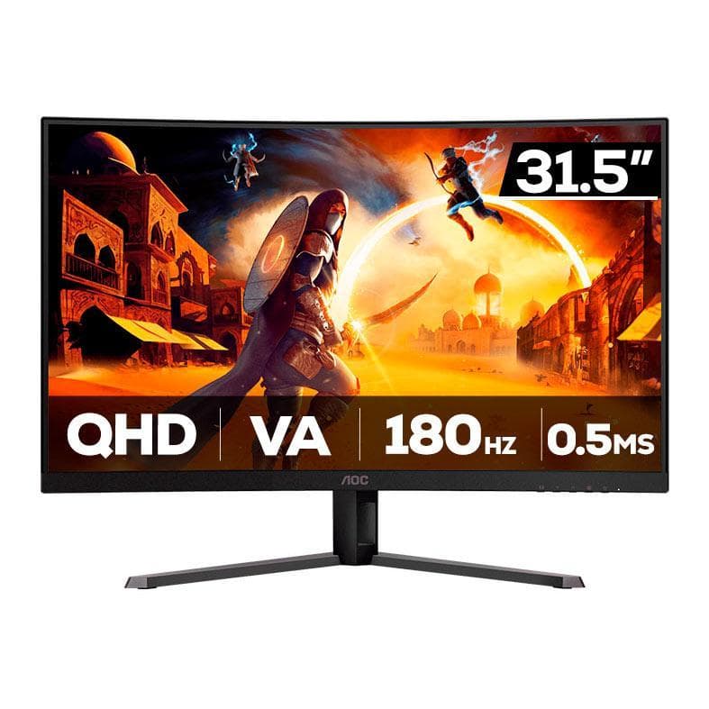 Monitor Gamer AOC Agon Quad 32, 31.5 Pol, VA, Curvo, QHD, 0.5ms, 180Hz, FreeSync Premium, HDMI/DP, CQ32G4E