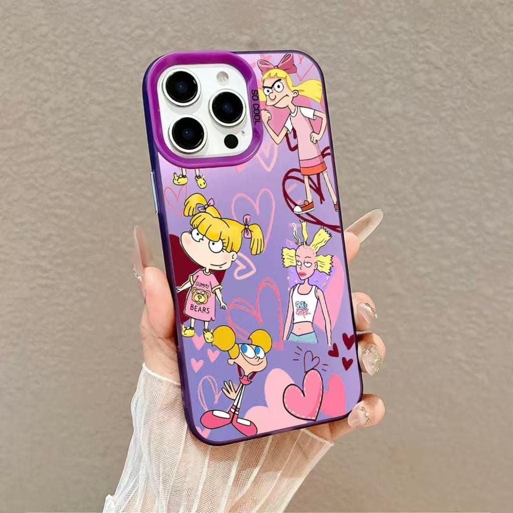 Textura metálica premium Capinha para iPhone 17/16/15 Pro Max Capa de celular anti-queda com desenho de coração