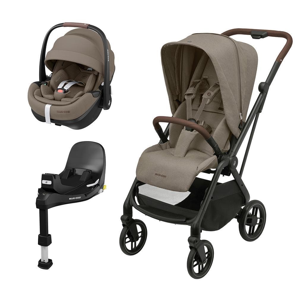Carrinho com Bebê Conforto e Base Isofix Leona² Pebble Pro 360 Maxi Cosi 0-22kg Twillic Truffle
