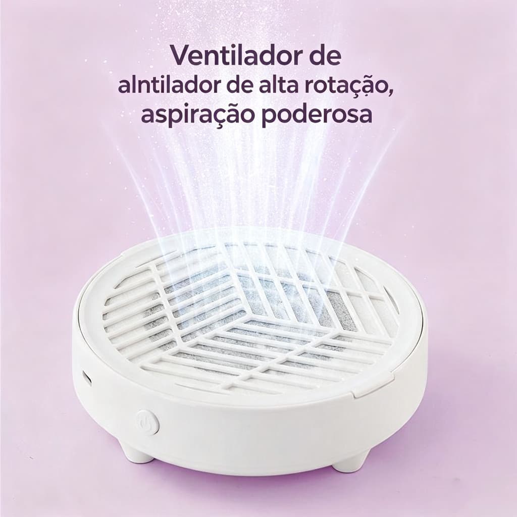 Aspirador Mini para Unhas, Motor Sem Escova Turbina Alta Sucção, Coletor de Pó para Salão e Uso Doméstico