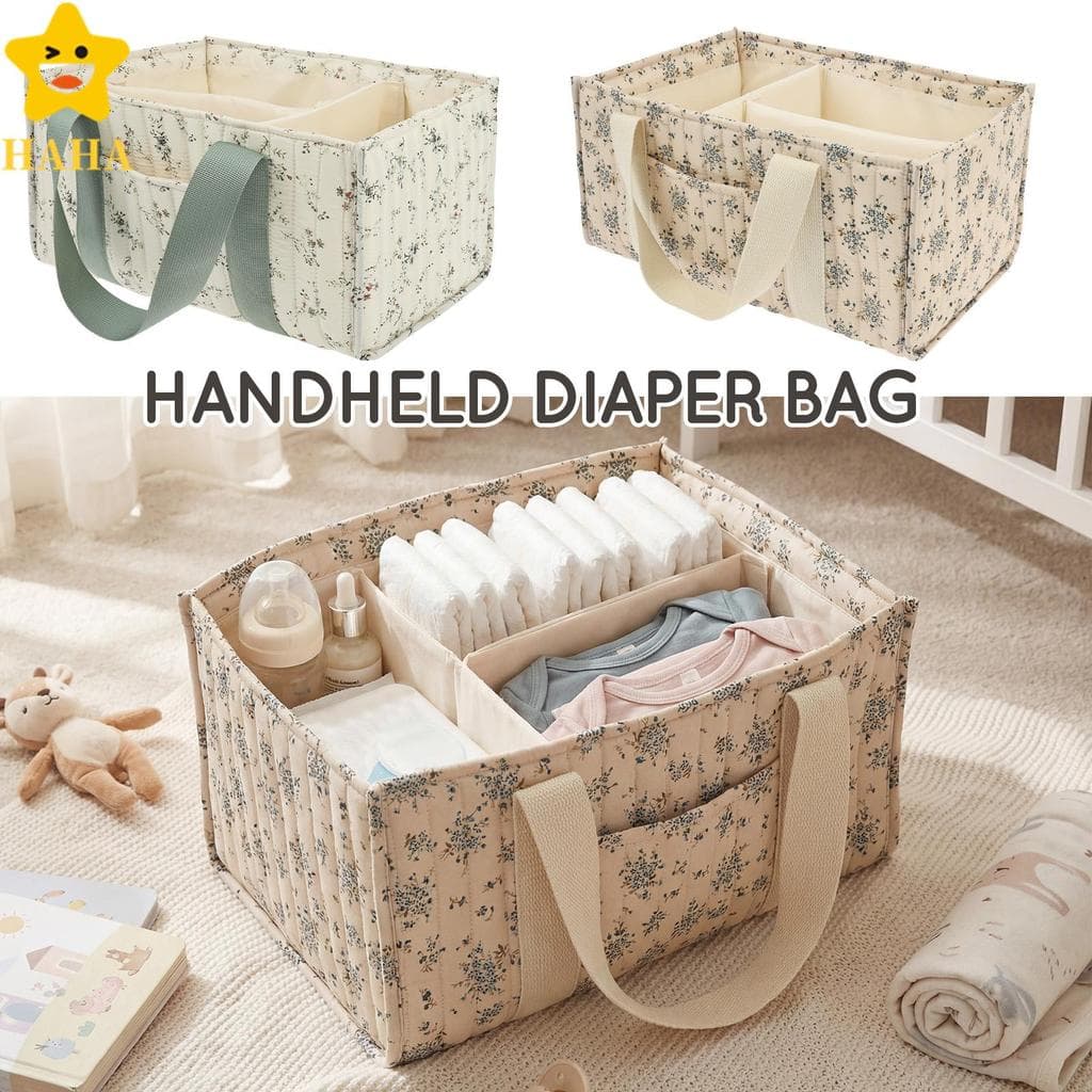 Cesta De Armazenamento De Fraldas Floral Berçário Fralda Caddy Organizador Para Chá De Bebê Recém-Nascido Essencial Bege