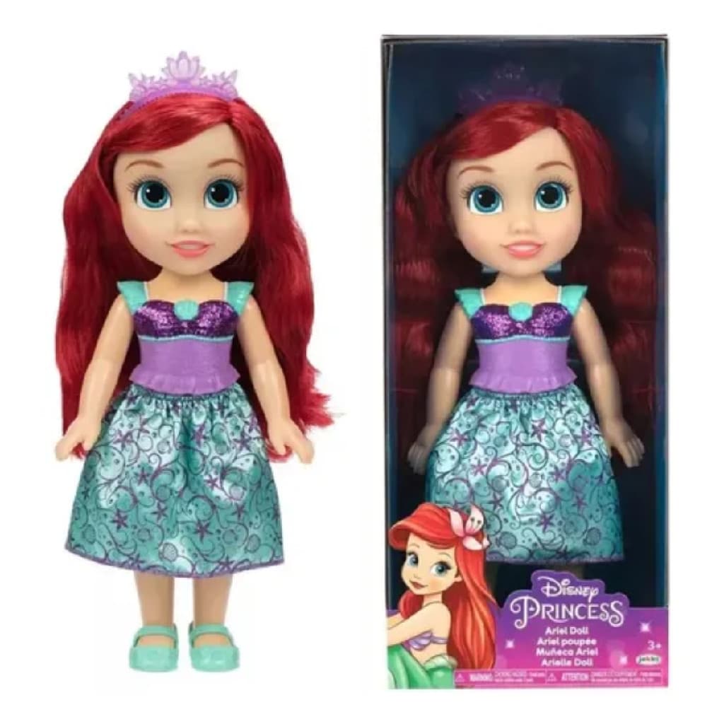 Boneca Ariel Disney Princess Toddler Multikids 38cm Articulada Pequena Sereia com Acessórios