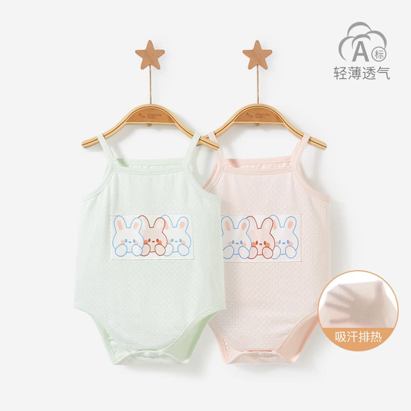Bebê bebê macacão verão roupas recém-nascidos mês cheio fino sem mangas estilingue triângulo bebê menina roupas de verão