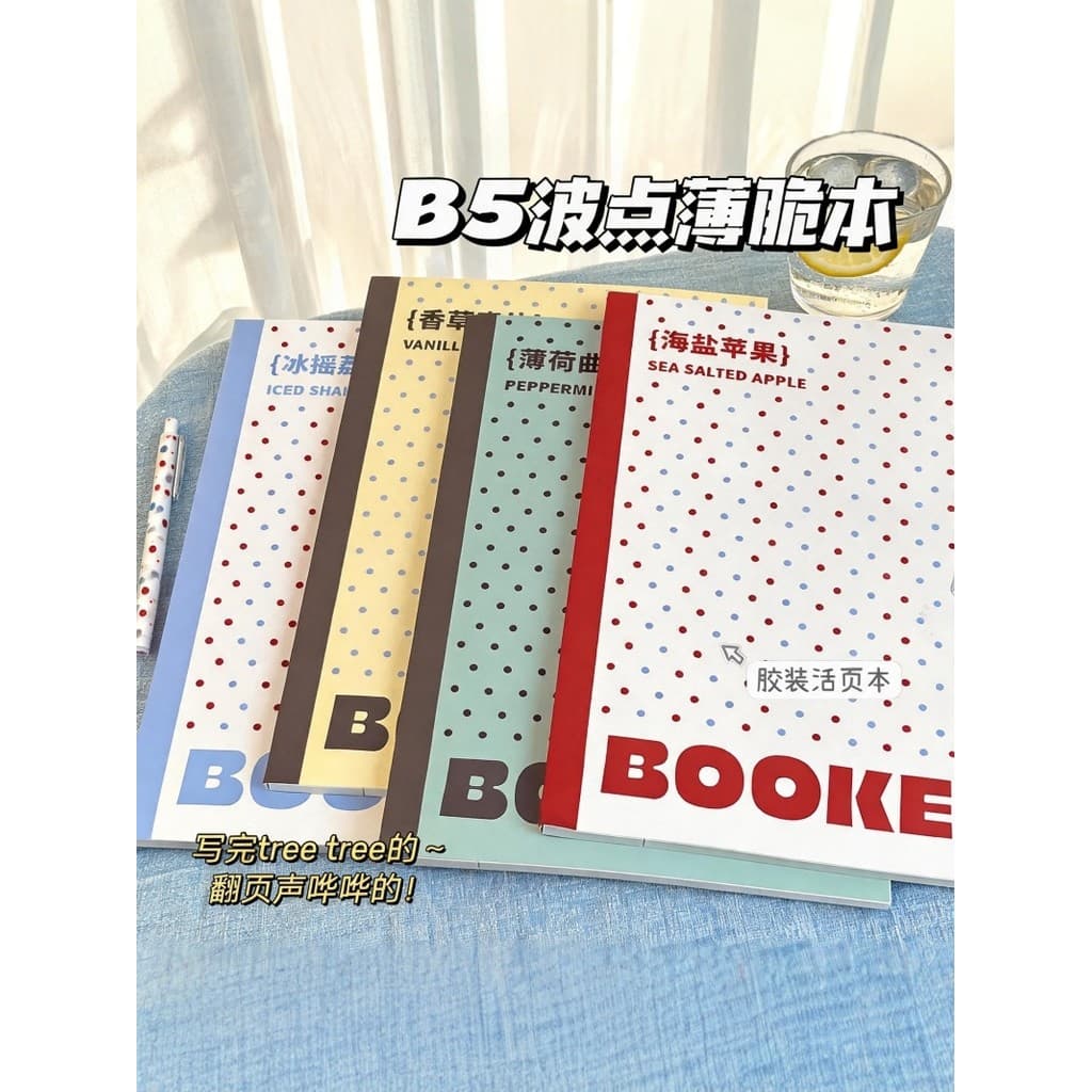 B5 Engrossado Polka Dot Fino Crocante Notebook Papel Linha Horizontal Exercício Notebook Script Notebook Pós-graduação E