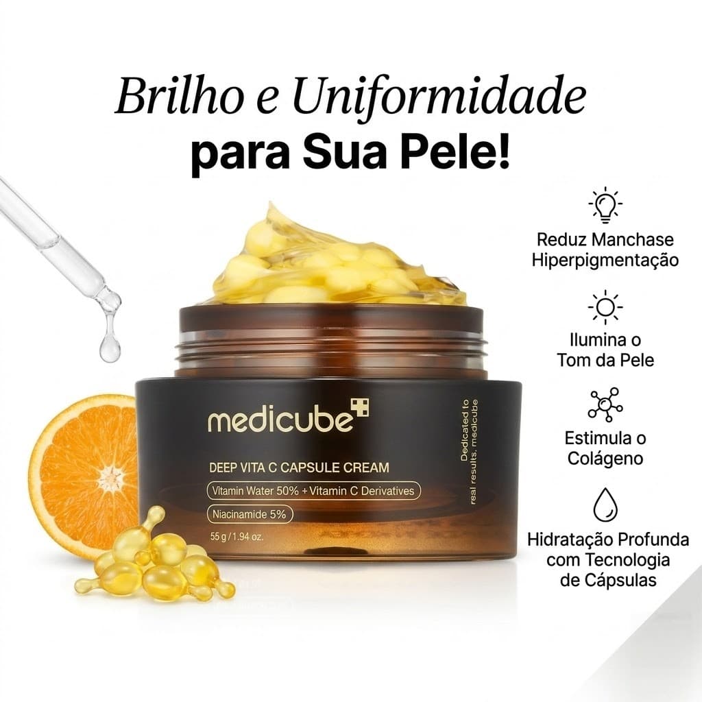 Envio SP | Creme Facial Medicube Deep Vita C 55g Hidratante Clareador Iluminador Anti-Idade Skincare Coreano