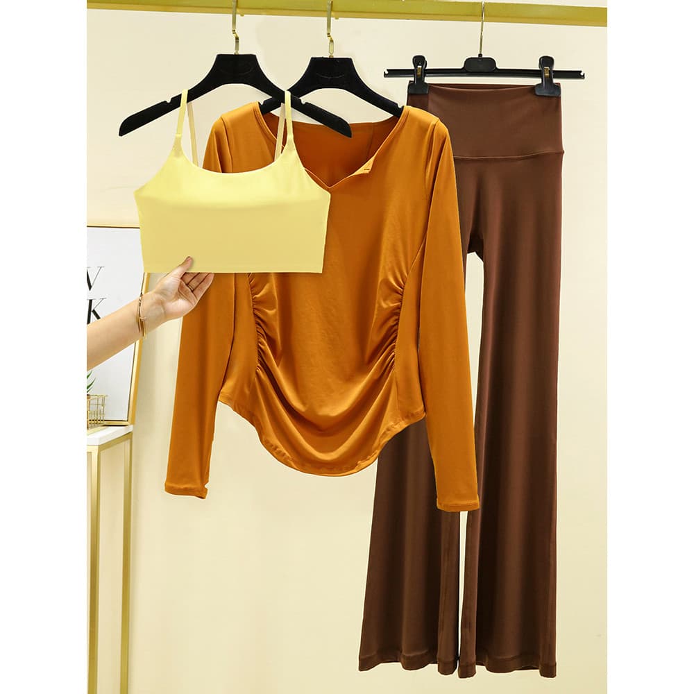 Roupas de Yoga femininas outono inverno 2026 novo estilo High-End manga comprida mais magro olhar roupas de Fitness Pila