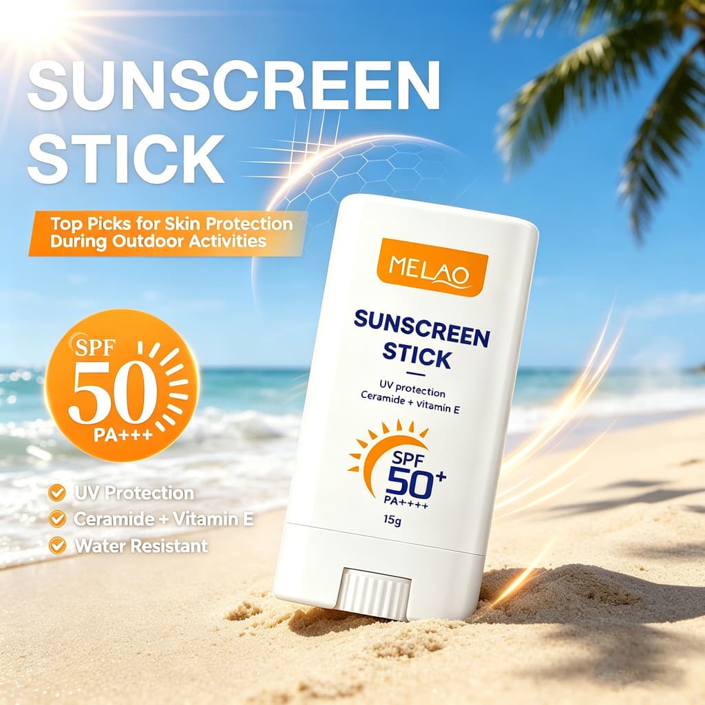 Creme protetor solar sólido Sun Stick, creme protetor solar de proteção Facial