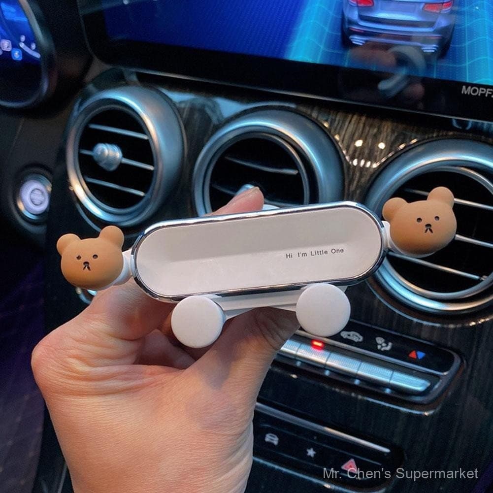Suporte Do Telefone Móvel Carro Criativo Urso Branco Brilhante Fixo Superfície Ar M8P5
