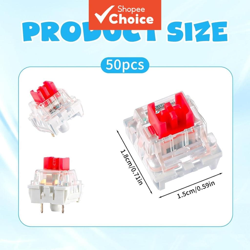 Interruptores de Teclado Mecânico, 50-100 unidades, 3 pinos, vermelho, clique para teclados 3D, interruptor de teclado à
