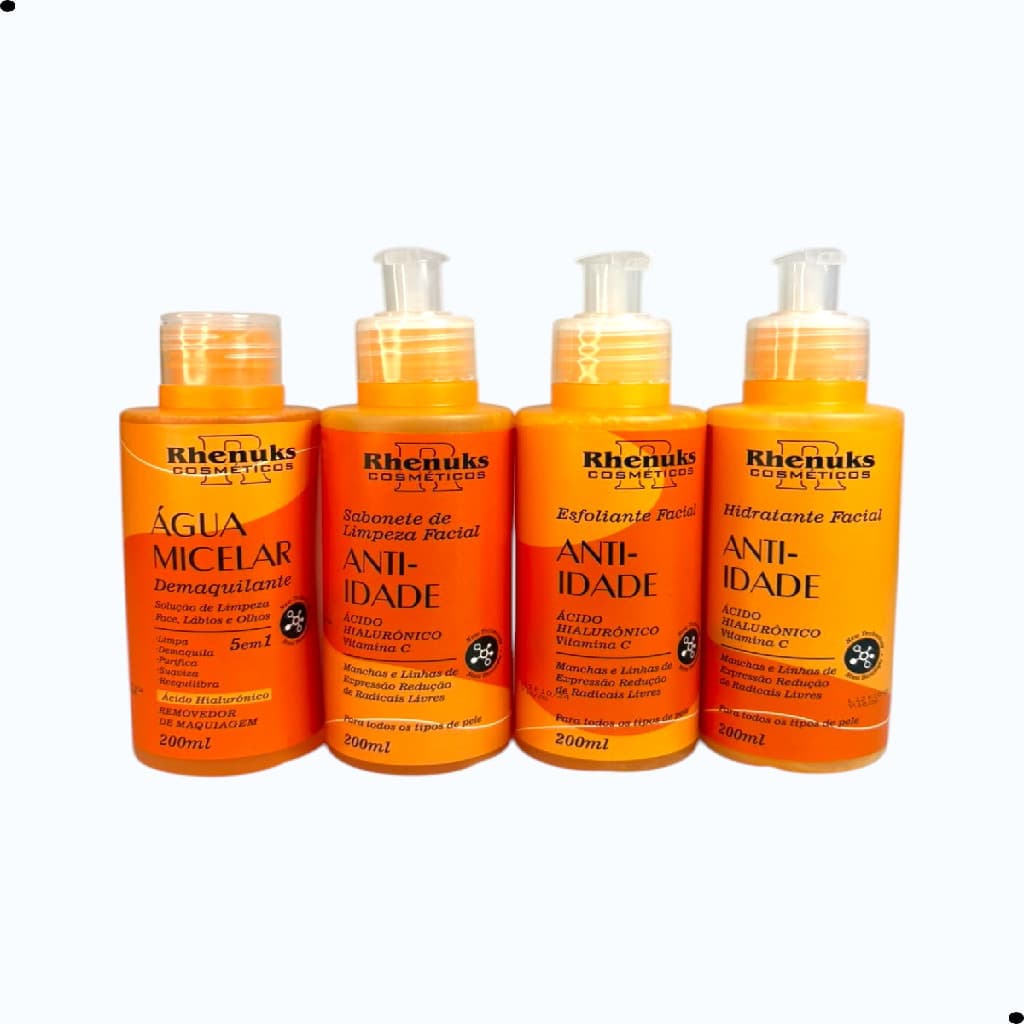 Kit Skin Care Anti Idade Rhenuks Sabonete Esfoliante Hidratante