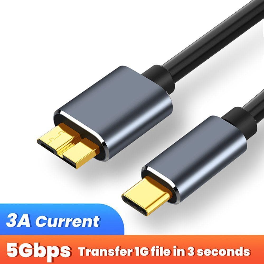 Cabo USB C Para Micro B 3.0 De Disco Rígido Externo SSD HDD 5 Gbps De Velocidade Rápida