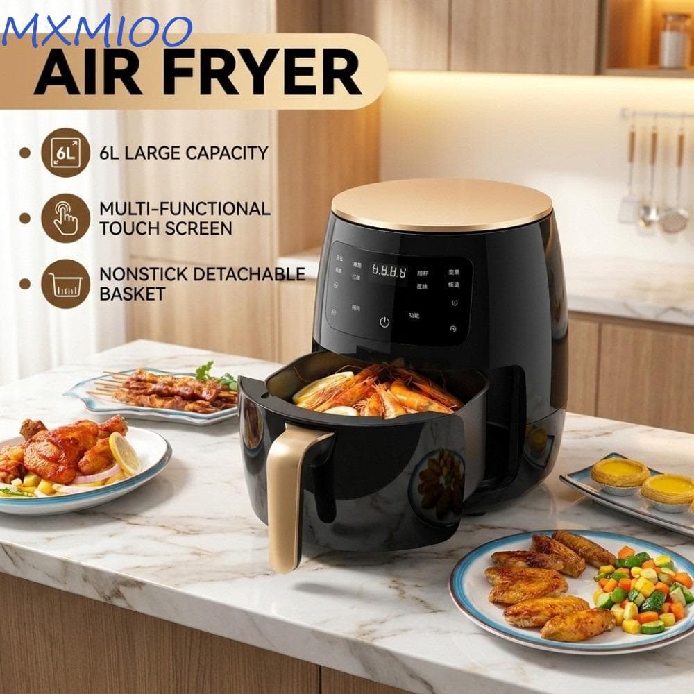 Fritadeira De Ar MXMIOO , Elétrica Multifuncional 6L , Digital Com Cesta Removível Tela Sensível Ao Toque
