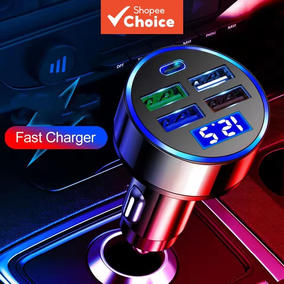 Carregador Veicular USB PD QC3.0 Tipo-C - Adaptador de Carga Rápida para iPhone, Xiaomi, Samsung, Huawei