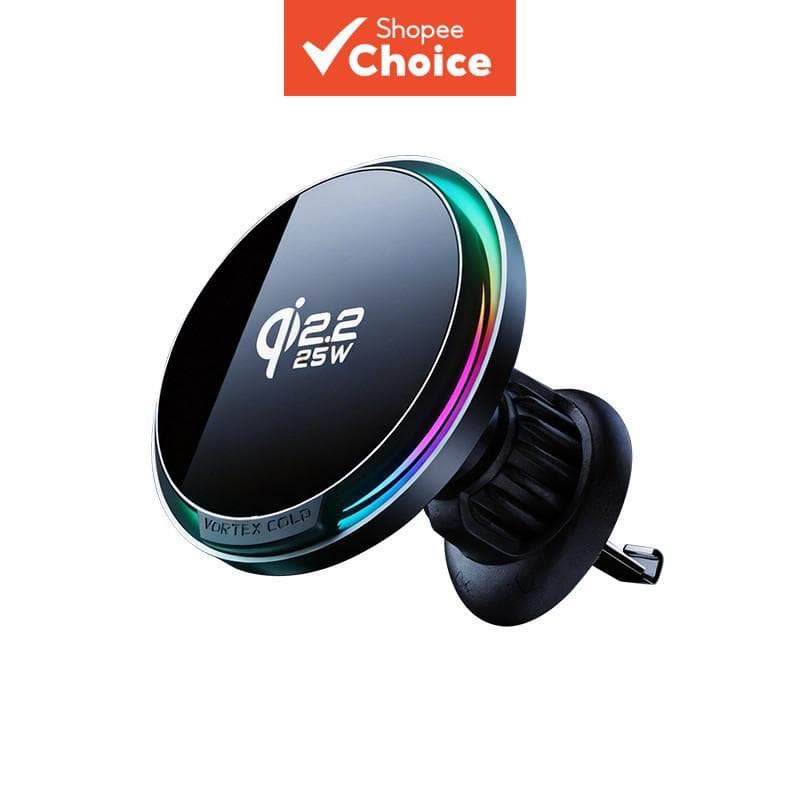 Suporte Magnético Para Carregador De Carro Sem Fio RGB 25w Iphone Samsung Xiaomi Universal