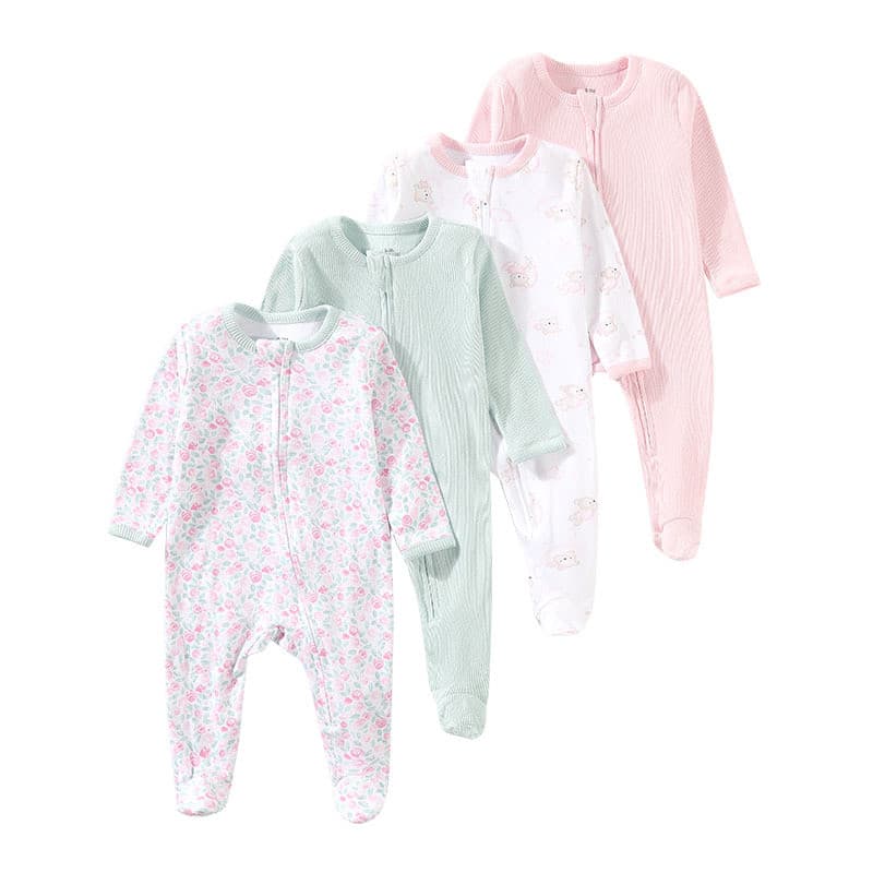 Novo4 Pçs Collar100 % Baru Macacão Bebê Bodysuits Menino & Menina Infantil Bonito Roupas De Algodão Bebês