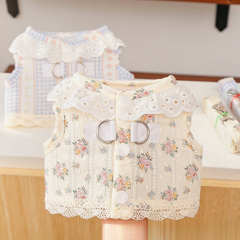 Coleira de renda jacquard para cães e gatos, respirável, para uso ao ar livre, com guia para gatos Ragdoll UF0N
