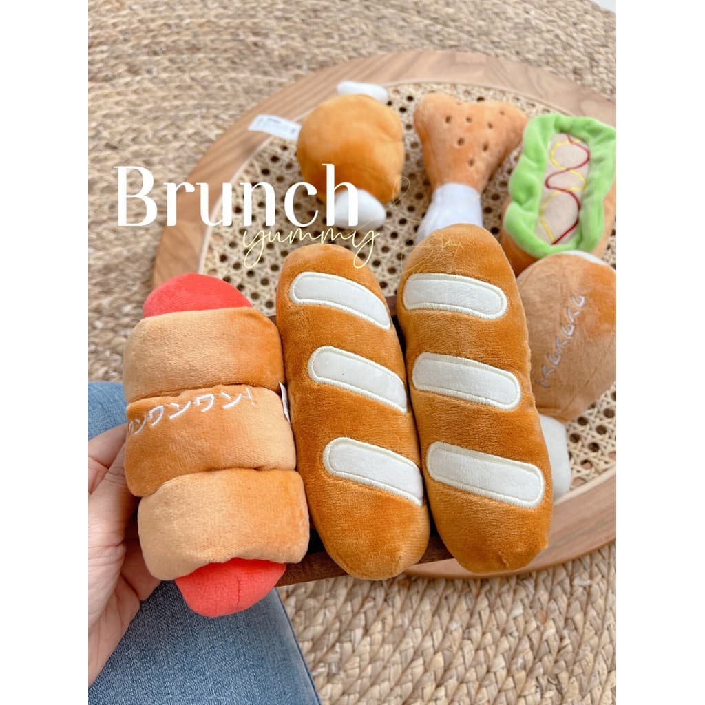 Brinquedo para cachorro filhote de cachorro adulto cachorro voz hambúrguer salsicha pão vara série de comida bonito Mola