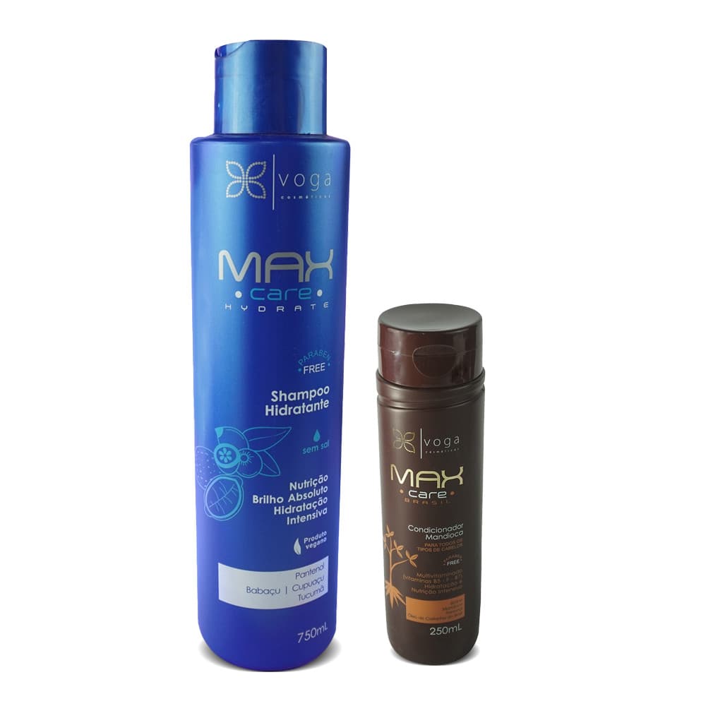 Kit Shampoo Hidratante 750ml+Cond. Mandioca Voga Max Care