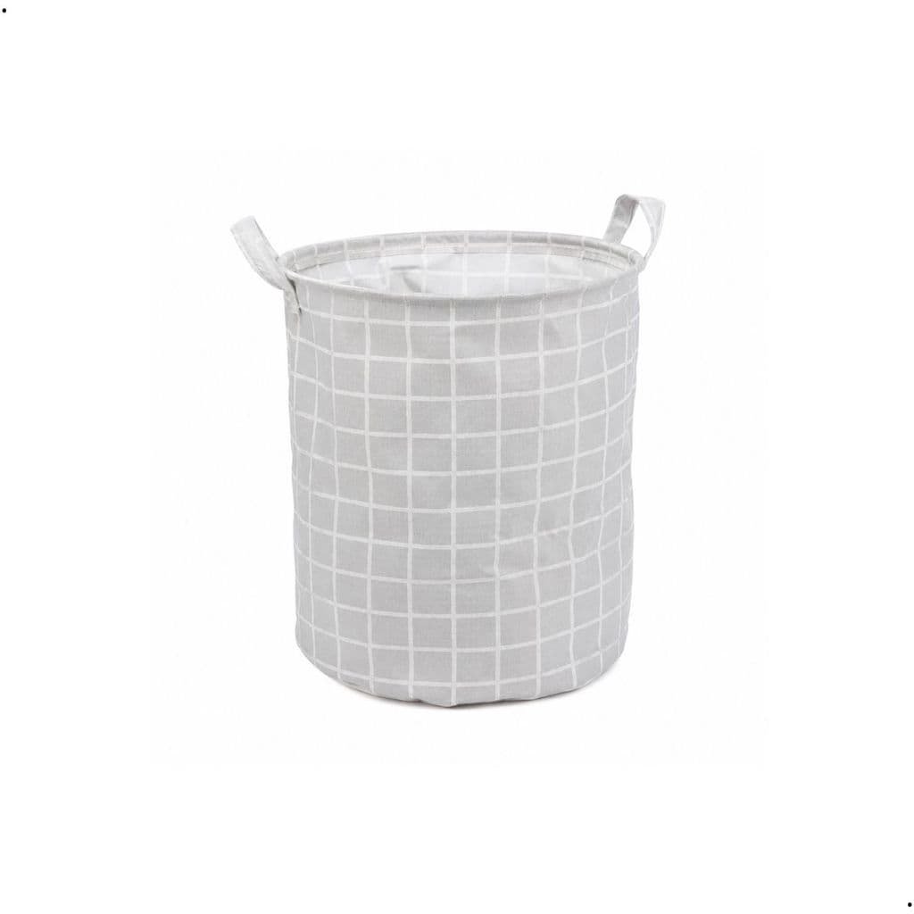 Cesto Organizador de Roupas Dobrável Redondo 35x40cm Cinza para Lavanderia Quarto Banheiro Brinquedos e Organização