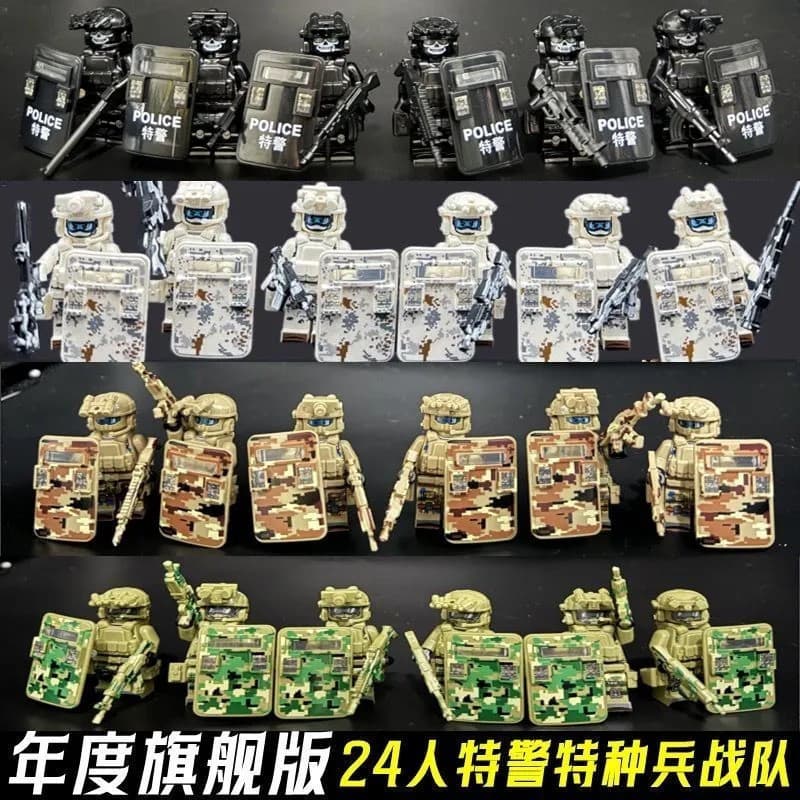 Série militar compatível com minifiguras LEGO, mini equipe SEAL, conjunto completo de blocos de montar de soldados UKSN
