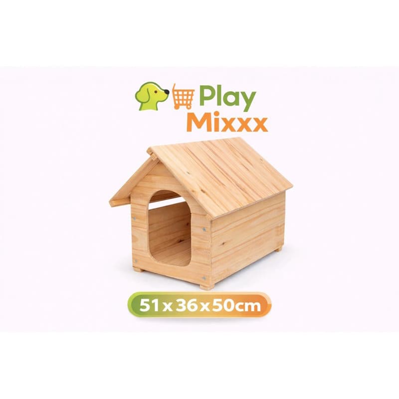 Casinha de Madeira para Cachorro Médio Pequeno Casa Pet 51x36x50cm Protege do Frio Coberta