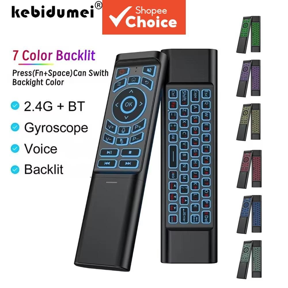 Controle Mouse Aéreo Giroscópio Retroiluminado em 7 Cores, Modo Duplo BT5.2/2.4G, Teclado Sem Fio e Mouse para PC,